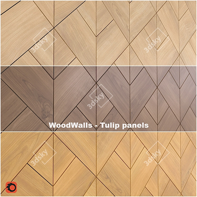 Cherry Tulip WoodWalls - Seamless Panels 3D model image 1