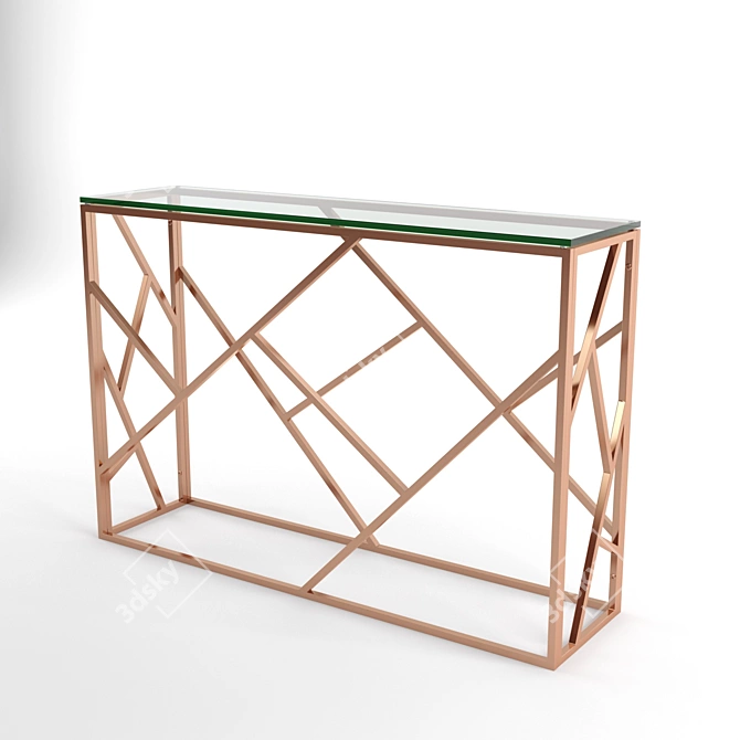 Elegant Gold Glass Console Table 3D model image 2