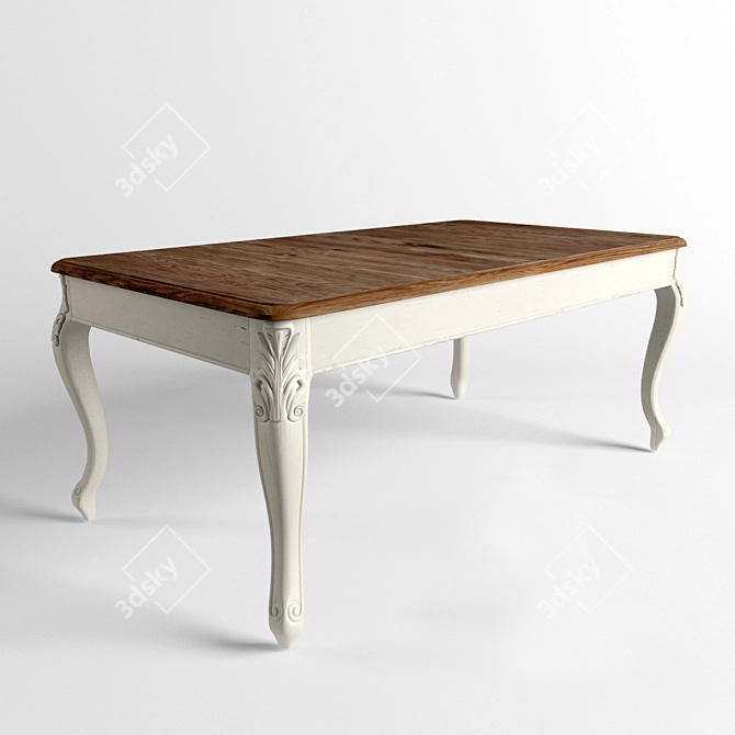 Rustic Wooden Dining Table 3D model image 1