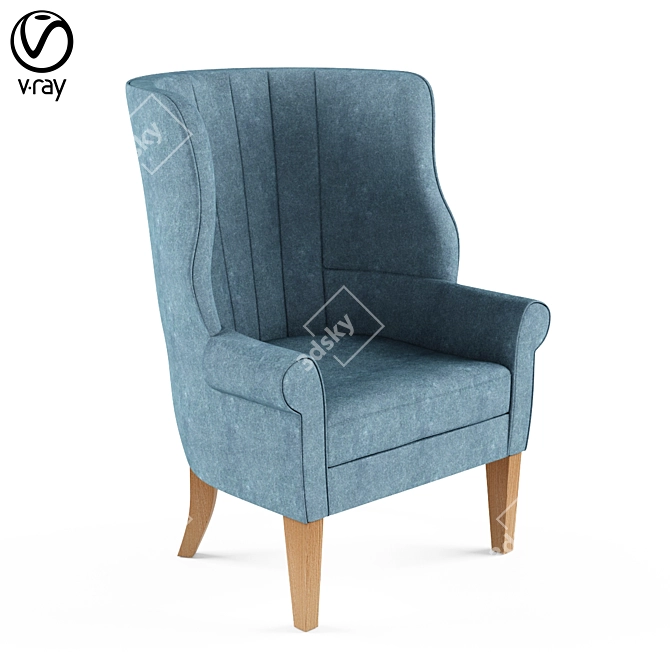 Classic British Wingback Chair 3D model image 1