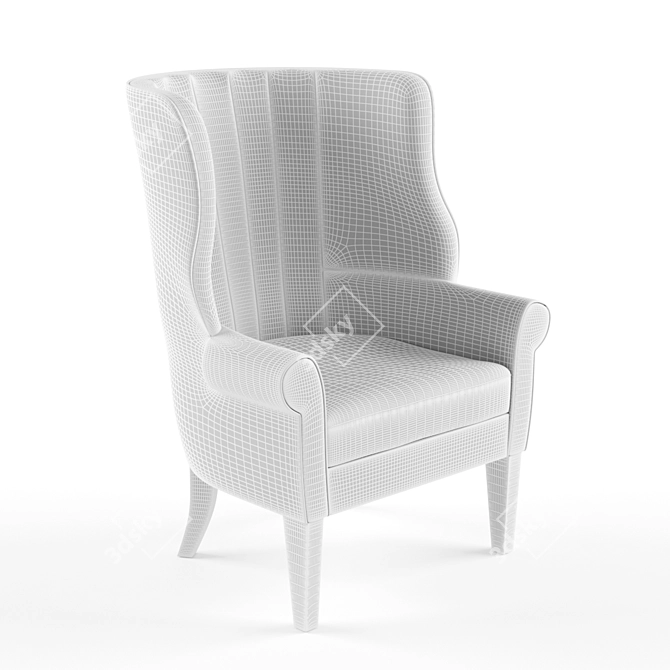 Classic British Wingback Chair 3D model image 2