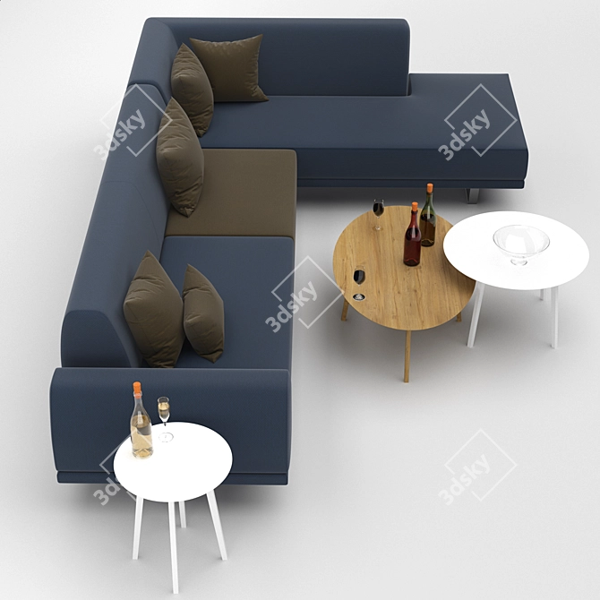 Modern Portland Collection: Sofa, Chaise Lounge & Zoe Tables 3D model image 2