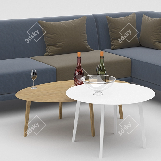 Modern Portland Collection: Sofa, Chaise Lounge & Zoe Tables 3D model image 3