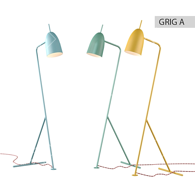 GRIG Metal Floor Lamp with Colorful Options - Ø 15.5 cm x 140 cm 3D model image 1