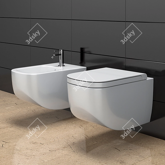 HATRIA Next Toilet and Bidet: Upgrade Your Bathroom 3D model image 1