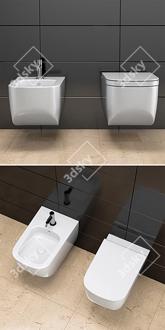 HATRIA Next Toilet and Bidet: Upgrade Your Bathroom 3D model image 2