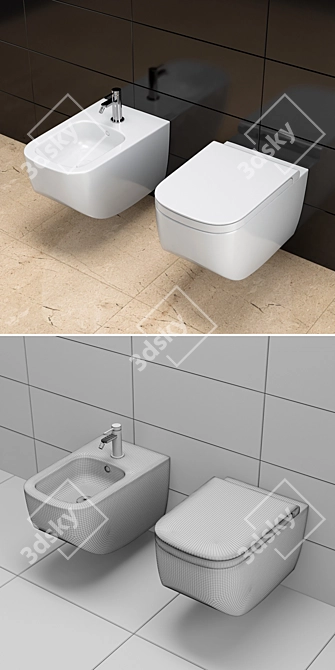 HATRIA Next Toilet and Bidet: Upgrade Your Bathroom 3D model image 3