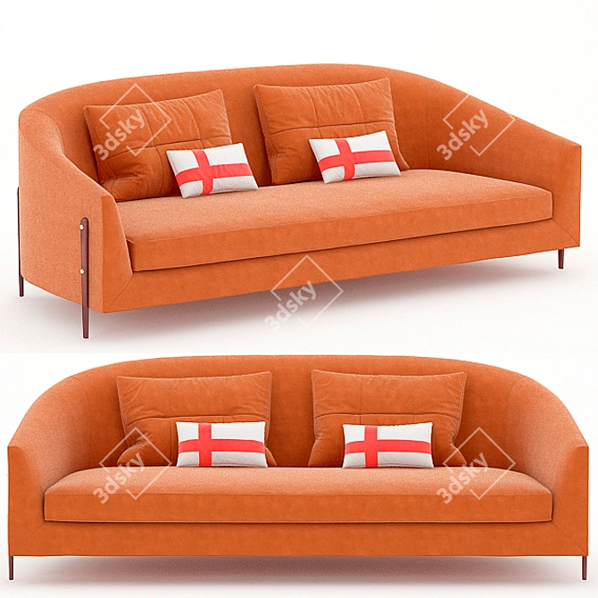 Modern Orange Velvet Sofa 3D model image 1