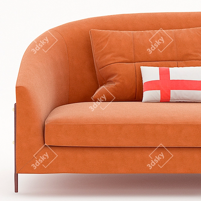 Modern Orange Velvet Sofa 3D model image 2