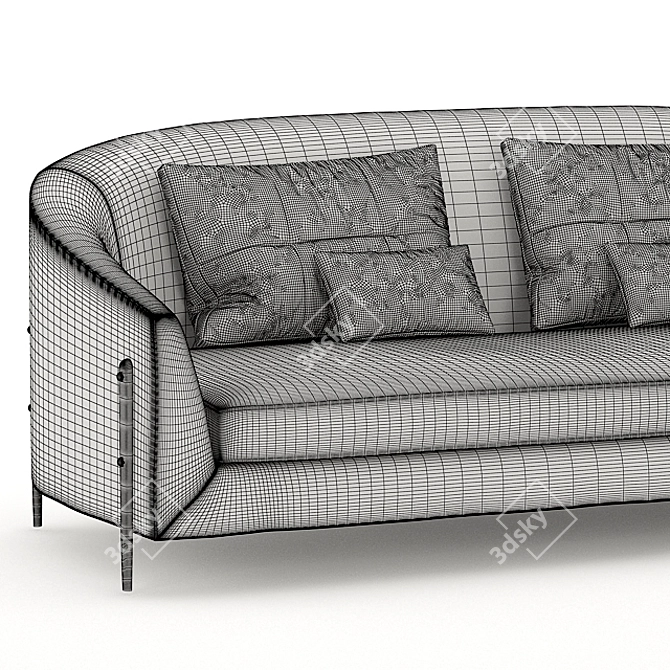 Modern Orange Velvet Sofa 3D model image 3