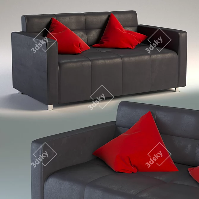 Title: Classic Red Pillow Sofa 3D model image 1