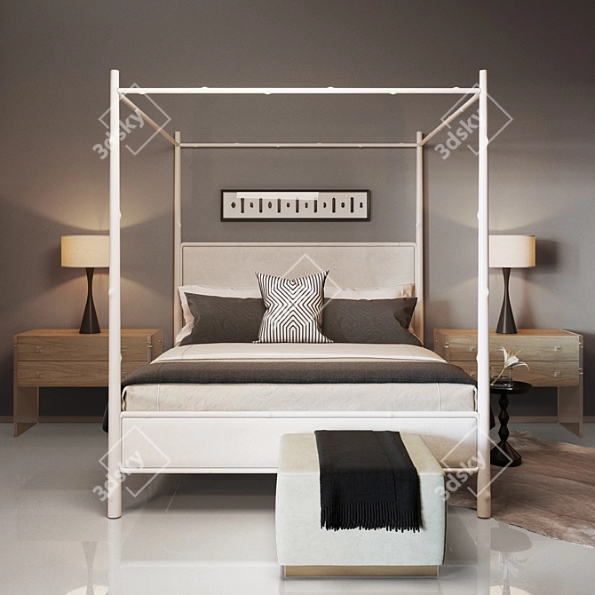 Arbor Canopy Bed: Elegant and Stylish. 3D model image 2