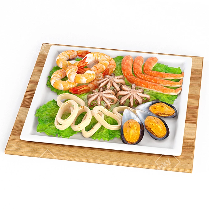 Ocean Delight Breakfast Tray 3D model image 1