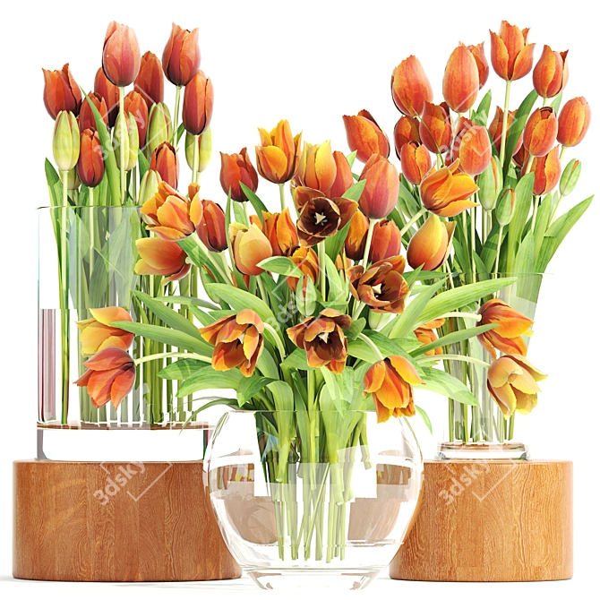 Tulip Trio: Vibrant Spring Bouquets 3D model image 1