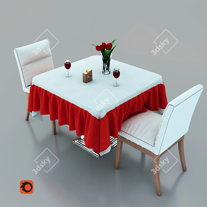Adjustable Table and Chair Set 3D model image 1