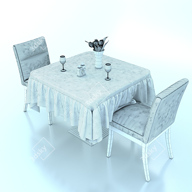 Adjustable Table and Chair Set 3D model image 2