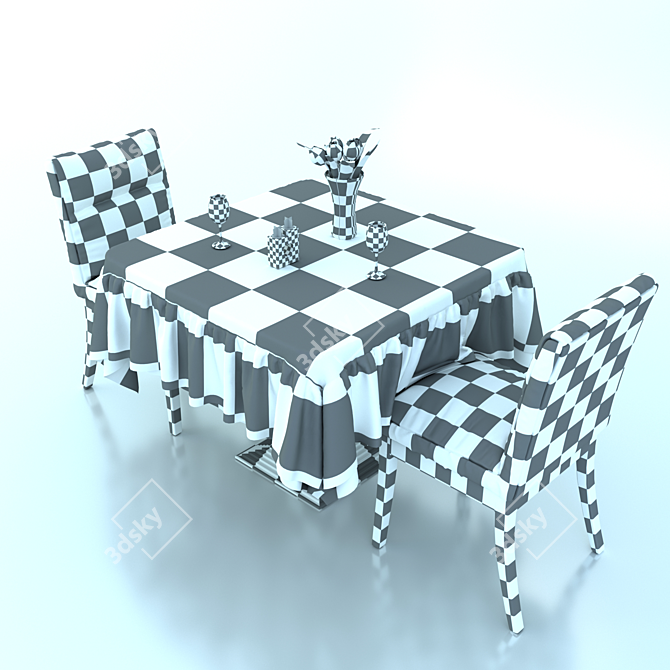 Adjustable Table and Chair Set 3D model image 3