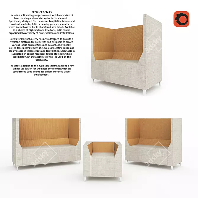 Versatile Julio Soft Seating 3D model image 1