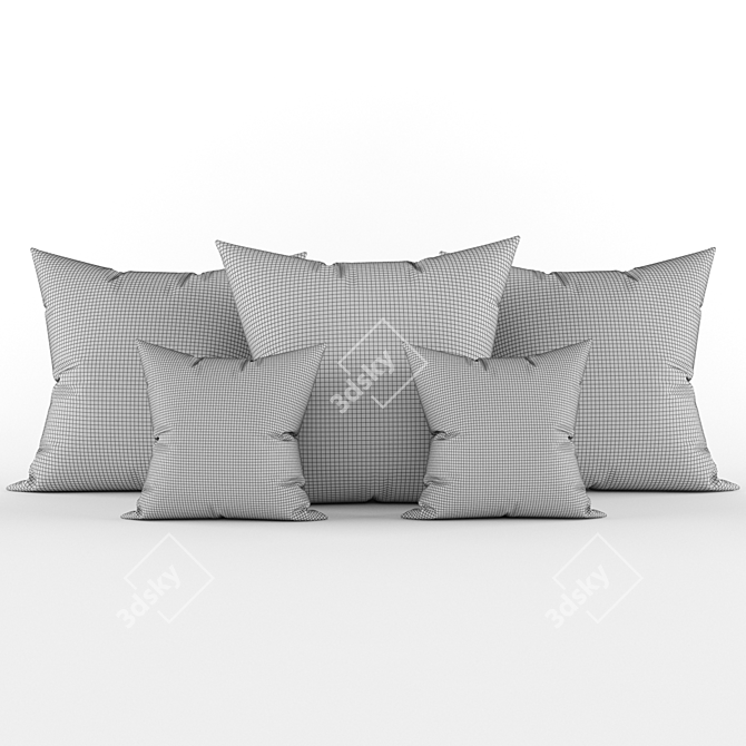 Elegant Embroidered Throw Pillows 3D model image 2