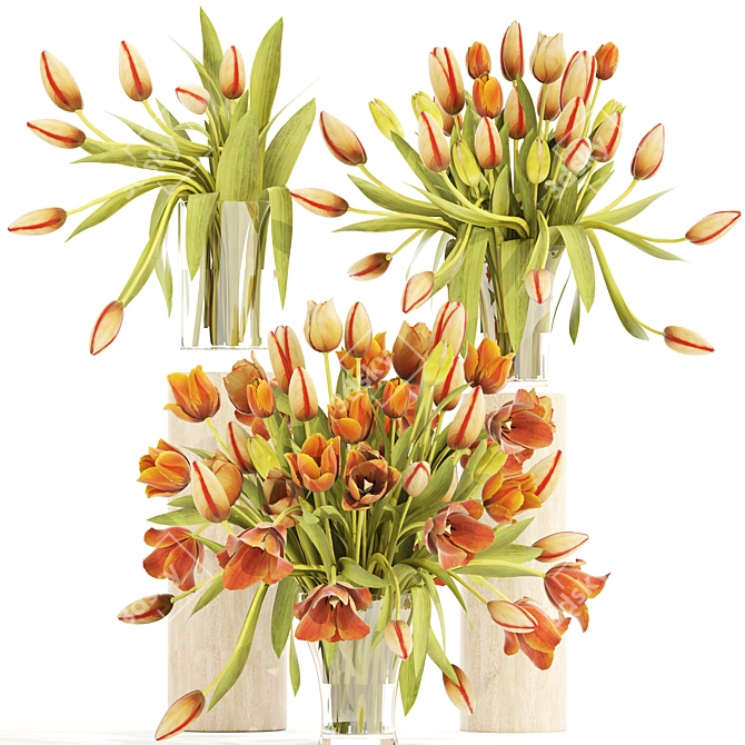 Exquisite Tulip Bouquet Collection 3D model image 1