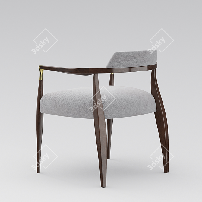 Danish Modern Walnut Armchair with Brass Accents 3D model image 2