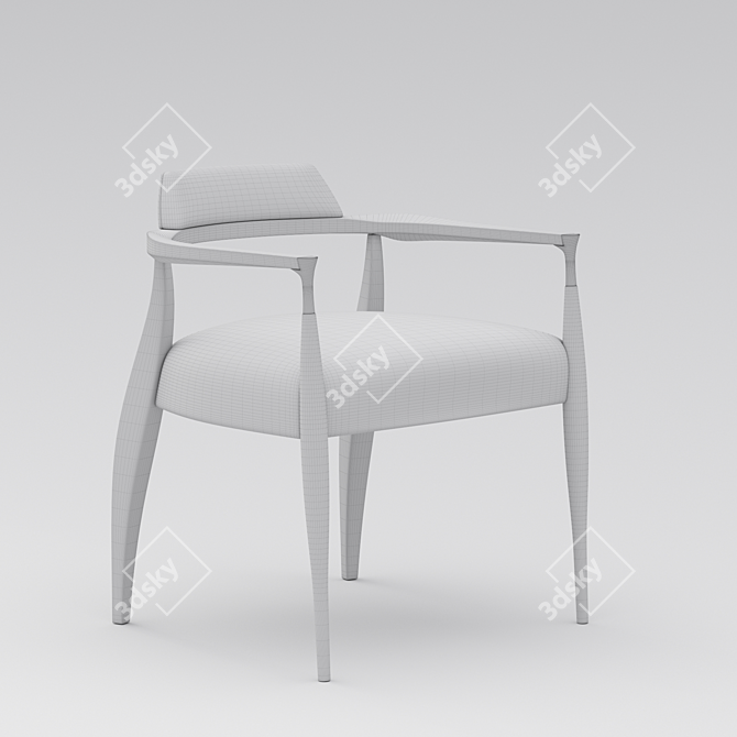 Danish Modern Walnut Armchair with Brass Accents 3D model image 3