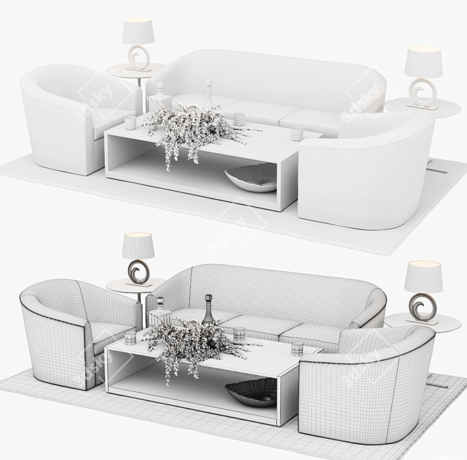 Elegant Tulip Set: Stylish Seating for Small Spaces 3D model image 3