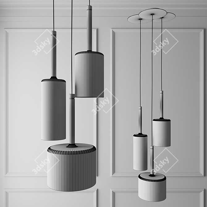 Spillray Orange Glass Suspension Lamp 3D model image 2