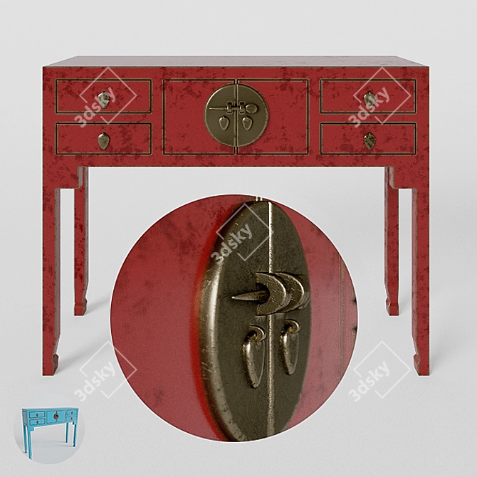 SleekRedLA Console Table 3D model image 1