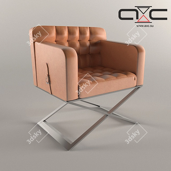 Modern Leather and Metal Chair 3D model image 1