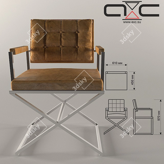 Modern Leather and Metal Executive Chair 3D model image 2