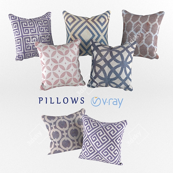 Decorative Interior Pillows - Set of 7 3D model image 1