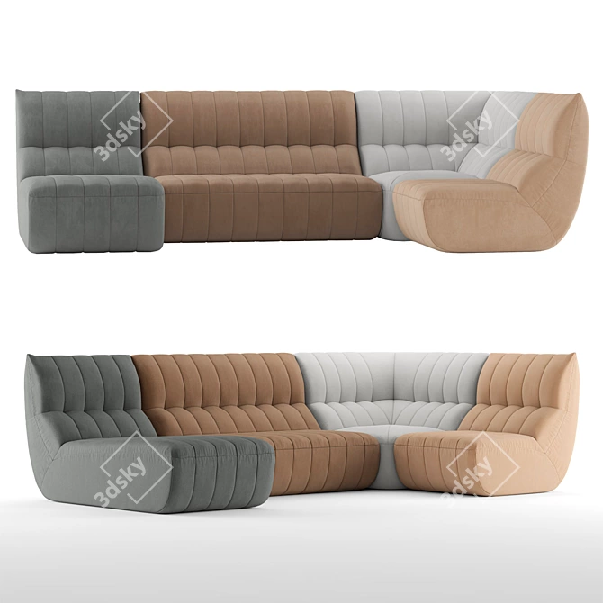 Fidji Corner Sofa: Stylish Comfort for Your Home 3D model image 1