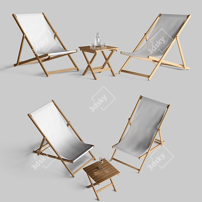 Outdoor Lounge Set with Low Table 3D model image 3