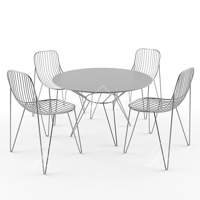 Outdoor Metal Table Set 3D model image 1