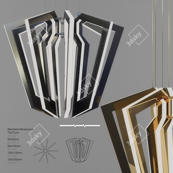 Salla Black Nickel and Gold Pendant 3D model image 2
