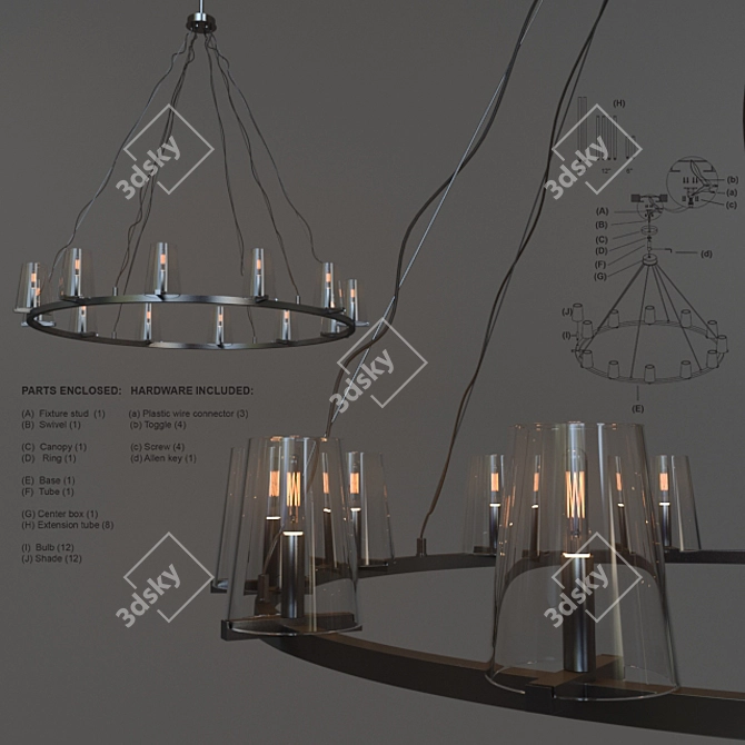 Elegant Pauillac Round Chandelier 3D model image 1