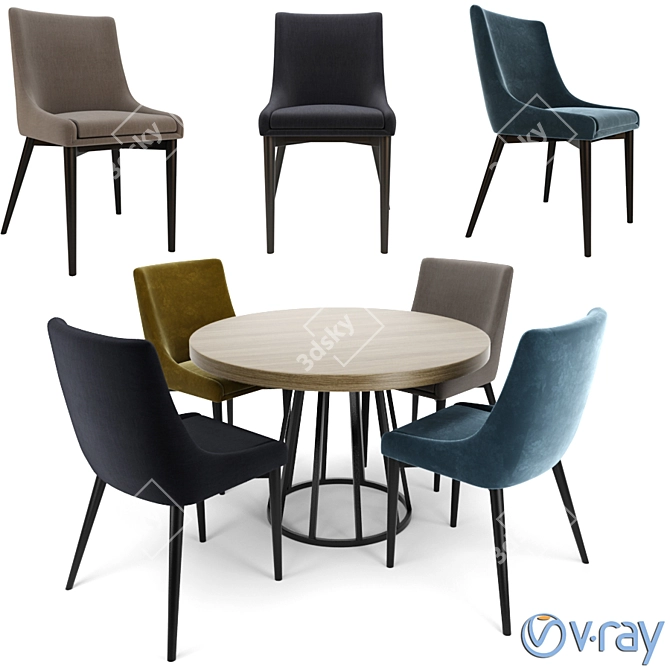Title: Elegant Parsons Chair & Table Set 3D model image 1