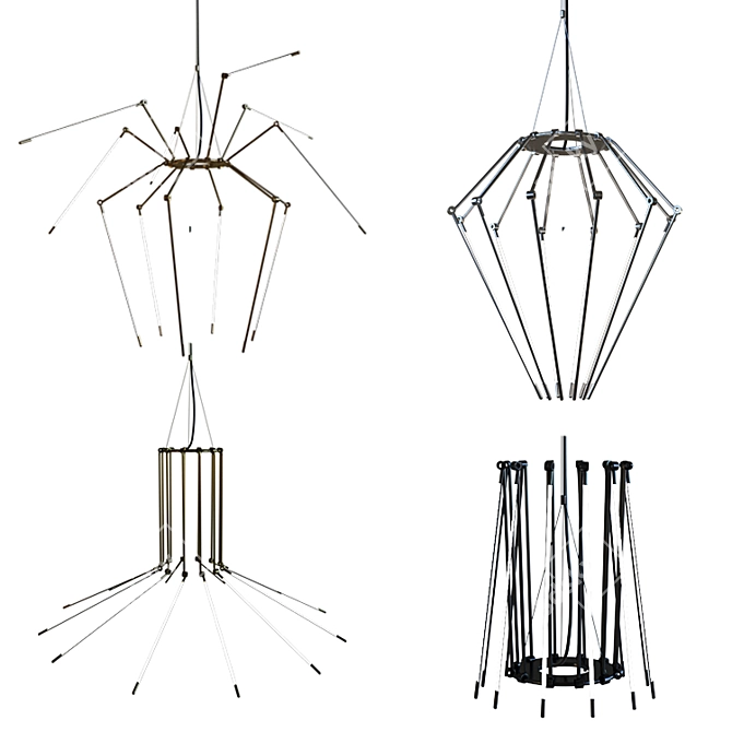 Adjustable LED Chandelier 3D model image 2