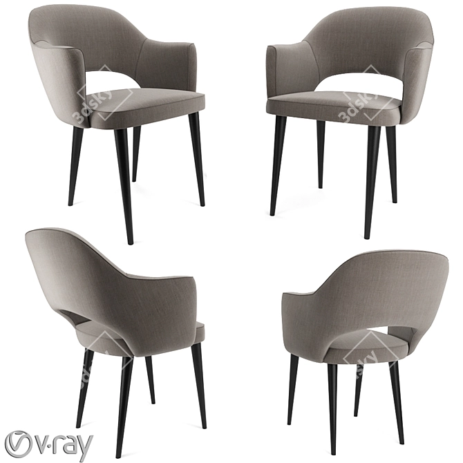 Modern Metal Leg Armchairs by Eero Saarinen 3D model image 1