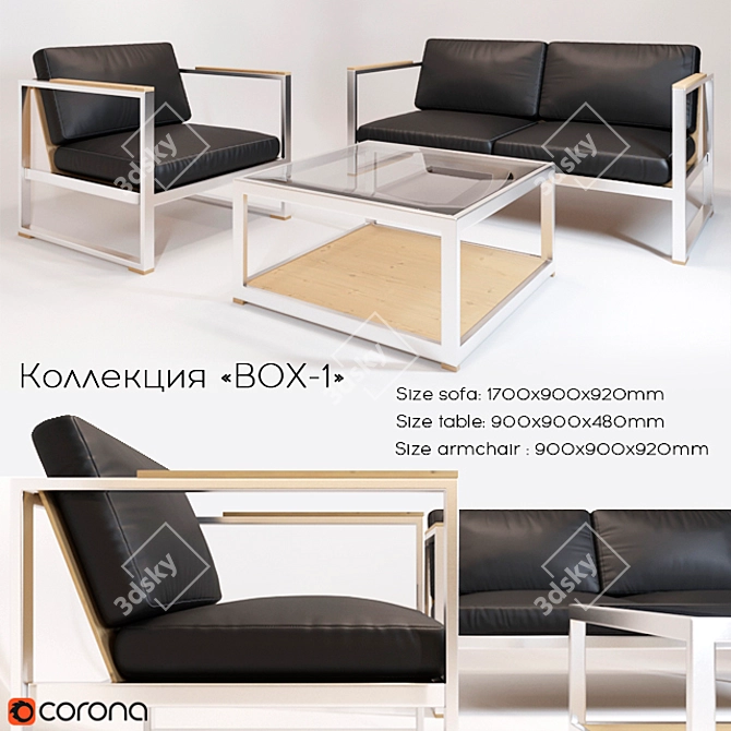 Modern Loft Style Office Sofa & Armchair 3D model image 1