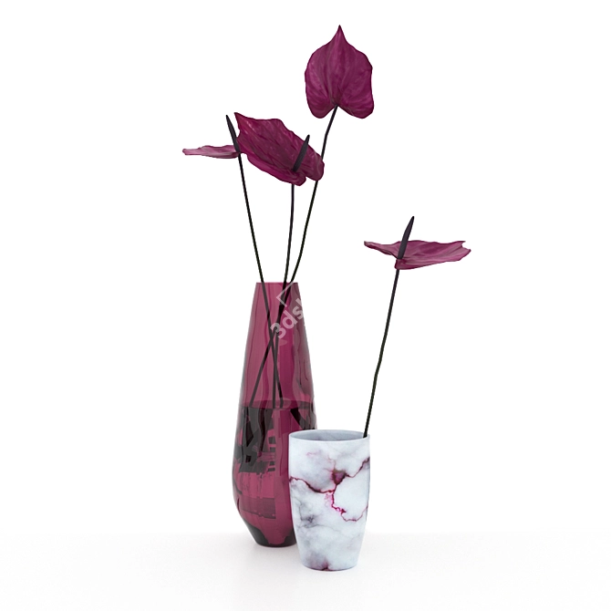 Exquisite Anthurium Arrangement 3D model image 1