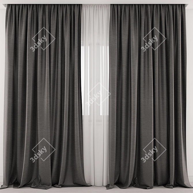 Elegant Curtains 3D Model 3D model image 1