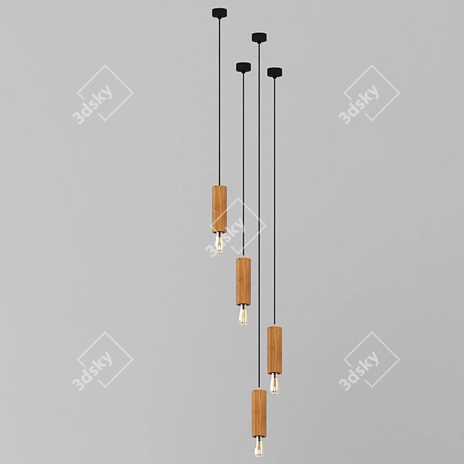 Modern Wooden Chandelier 3D model image 1