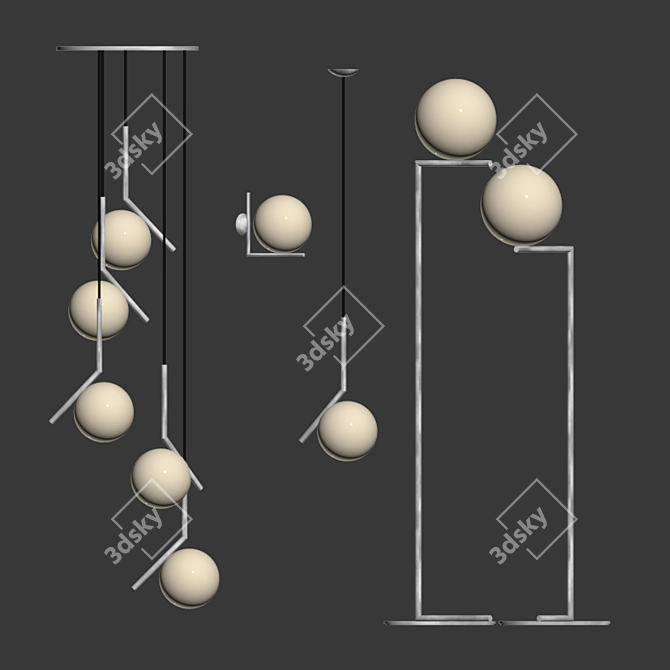 Flos IC Lights: Minimalist Industrial Brass Pendant 3D model image 3