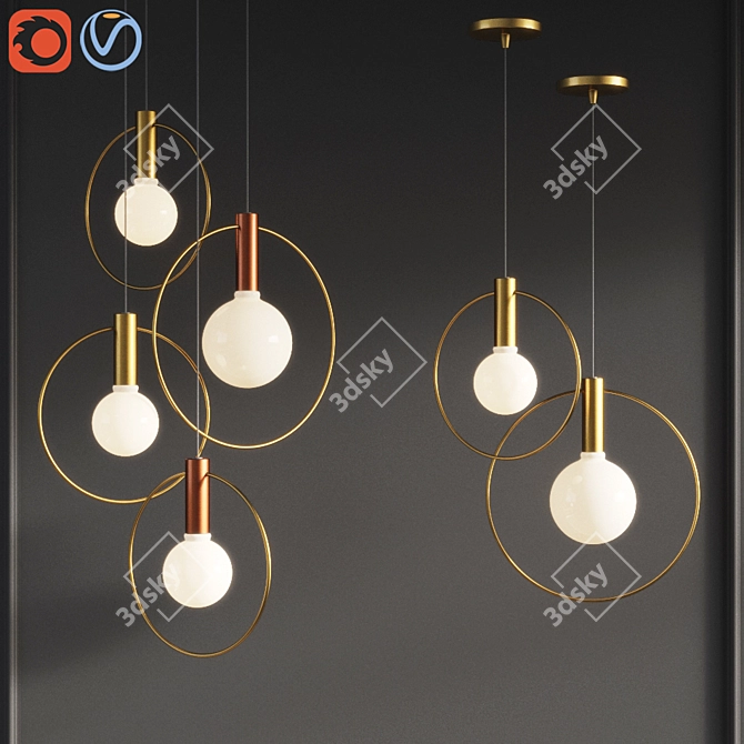 Aura Radial Cluster Pendant Lights 3D model image 1