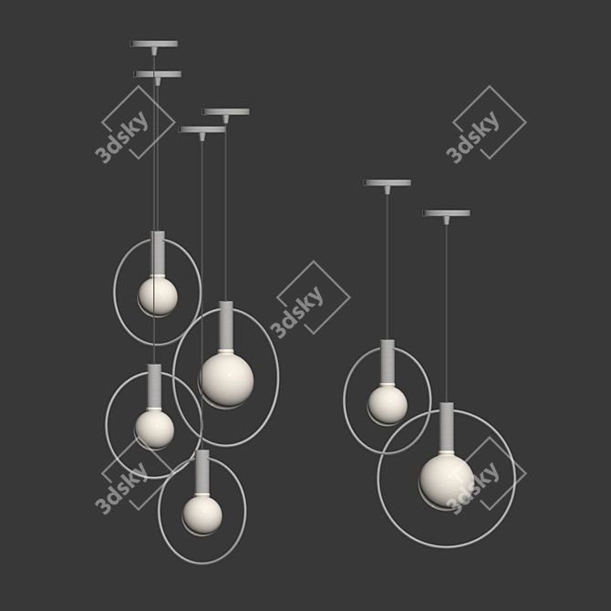 Aura Radial Cluster Pendant Lights 3D model image 2