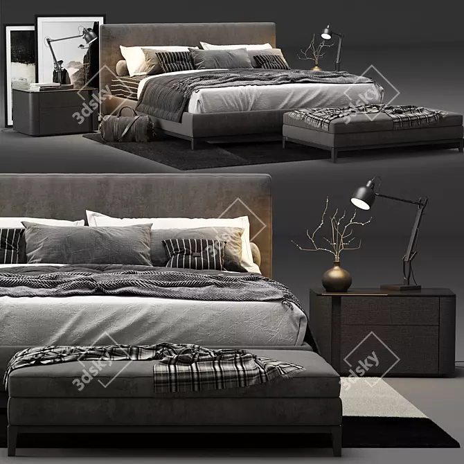 Luxury Minotti Andersen Bed Quilt 3D model image 2