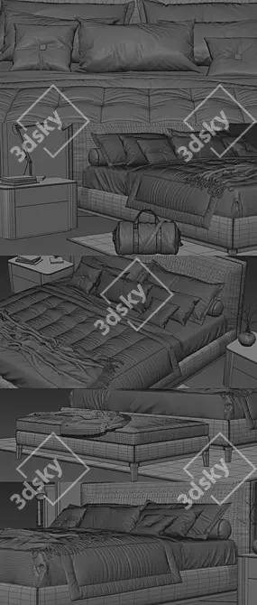 Luxury Minotti Andersen Bed Quilt 3D model image 3