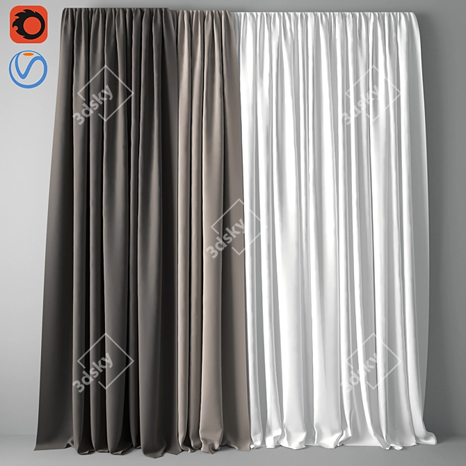 Elegant Window Drapes 3D model image 1